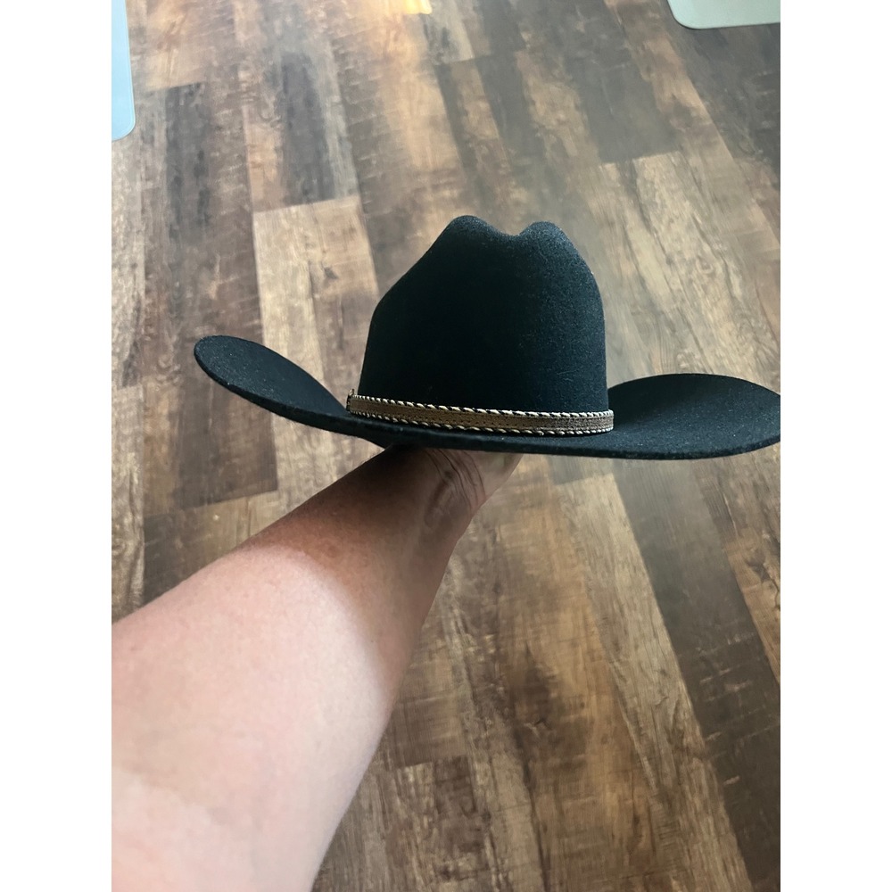 Stetson American Buffalo Collection Black Wool Cowboy Hat Mens 6 7/8 Made in USA - Picture 3 of 8